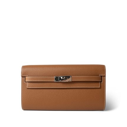 Kelly Wallet To Go Gold Epsom Palladium Plated U Stamp