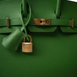 Birkin 25 Sellier Vert Yucca Epsom Gold Plated B Stamp - Image 7
