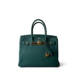 Birkin 30 Malachite Togo Gold Plated C Stamp - Image 11