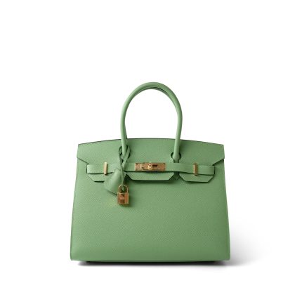 Birkin Sellier 30 Vert Criquet Epsom Gold Plated Y Stamp