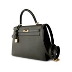 Hermes Kelly 25 Sellier Vert De Gris Veau Epsom Leather Gold Plated Y Stamp - Image 17