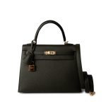 Hermes Kelly 25 Sellier Vert De Gris Veau Epsom Leather Gold Plated Y Stamp