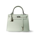 Kelly 25 Sellier Vert Fizz Epsom Palladium Plated U Stamp