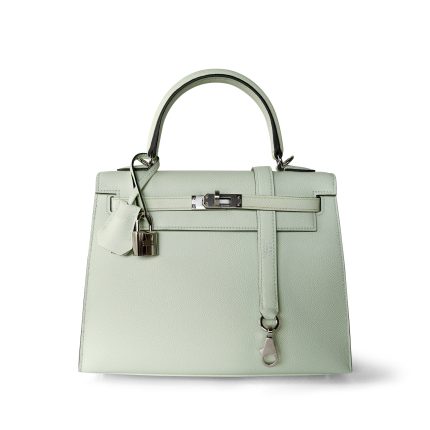 Kelly 25 Sellier Vert Fizz Epsom Palladium Plated U Stamp