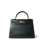 Kelly 28 Sellier Vert Fonce Box Calfskin Gold Plated (U) Stamp - Image 2