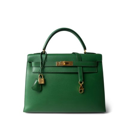 Kelly Sellier 32 Green Courchevel Gold Plated (U) Stamp