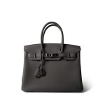 Birkin 30 Gris Meyer Togo Palladium Plated B Stamp