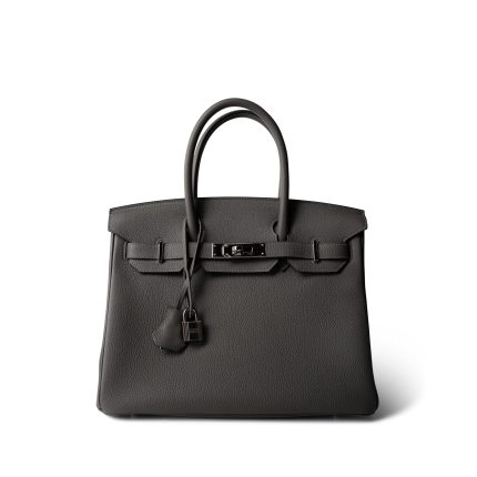 Birkin 30 Gris Meyer Togo Palladium Plated B Stamp
