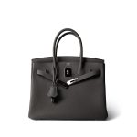 Birkin 30 Gris Meyer Togo Palladium Plated B Stamp - Image 5