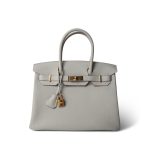 Birkin 30 Gris Perle Togo Gold Plated U Stamp
