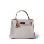 Kelly 28 Gris Perle Veau Evercolor Gold Plated D Stamp - Image 6