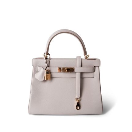 Kelly 28 Gris Perle Veau Evercolor Gold Plated D Stamp