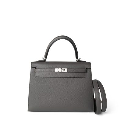 Kelly Sellier 25 Gris Meyer Epsom Palladium Plated U Stamp