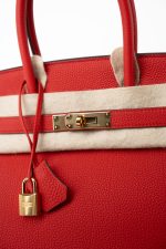Hermes Birkin 30 Rouge de Coeur Togo D Stamp - Image 20