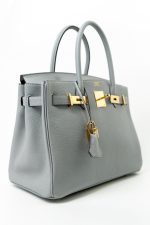 Hermes Birkin 30 Togo Blue Glacier Gold Plated - Image 25