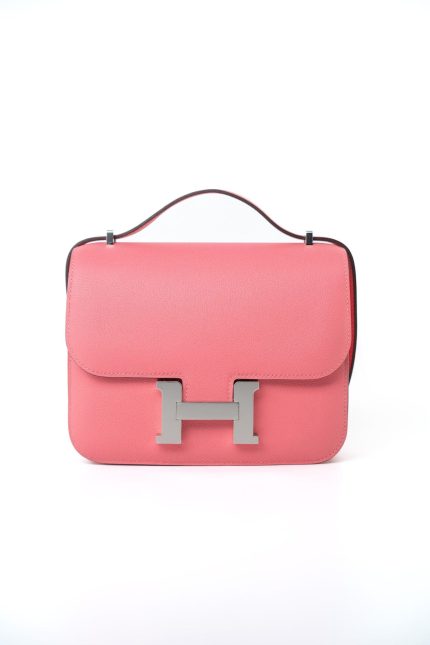 Hermes Constance 18 Rose Azalee Evercolor PHW C Stamp