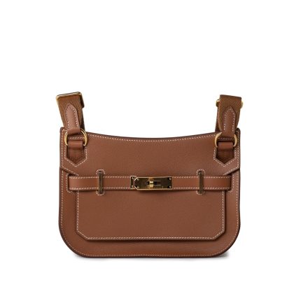 Hermes Jypsiere Mini Gold Evercolor / Wooly Strap Gold Plated B Stamp