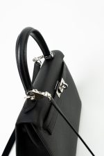Hermes Kelly 25 Black Veau Epsom Leather Palladium Plated 2021 Z - Image 2