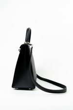 Hermes Kelly 25 Black Veau Epsom Leather Palladium Plated 2021 Z - Image 9