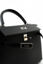 Hermes Kelly 25 Black Veau Epsom Leather Palladium Plated 2021 Z - Image 14