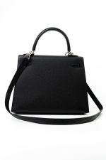 Hermes Kelly 25 Black Veau Epsom Leather Palladium Plated 2021 Z - Image 16