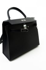 Hermes Kelly 25 Black Veau Epsom Leather Palladium Plated 2021 Z - Image 17