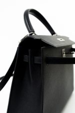 Hermes Kelly 25 Black Veau Epsom Leather Palladium Plated 2021 Z - Image 19