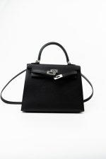 Hermes Kelly 25 Black Veau Epsom Leather Palladium Plated 2021 Z - Image 20