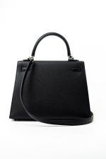 Hermes Kelly 25 Black Veau Epsom Leather Palladium Plated 2021 Z - Image 22