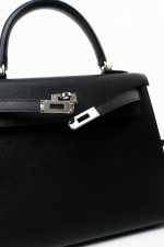 Hermes Kelly 25 Black Veau Epsom Leather Palladium Plated 2021 Z - Image 24