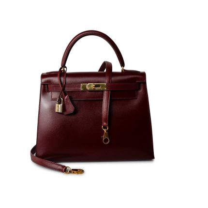 Hermes Kelly 28 Box Calfskin Rouge H Goldplated T Stamp