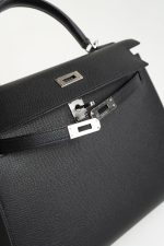 Hermes Kelly Sellier 25 Bleu Indigo Veau Epsom Leather Palladium Plated 2020 Y - Image 3