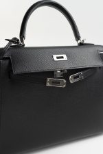 Hermes Kelly Sellier 25 Bleu Indigo Veau Epsom Leather Palladium Plated 2020 Y - Image 12
