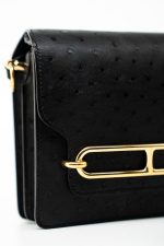 Hermès  Mini Roulis Black Ostrich Leather Gold Hardware - Image 5