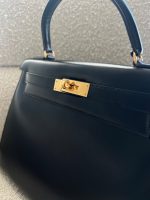 Hermes Vintage Kelly 28 Box Calfskin Black Gold Metal Fittings - Image 9