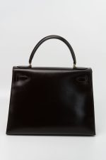 Hermes Vintage Kelly 28 Box Calfskin Chocolate Gold Metal Fittings - Image 9