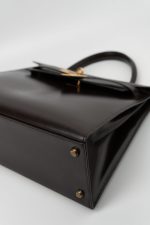Hermes Vintage Kelly 28 Box Calfskin Chocolate Gold Metal Fittings - Image 7
