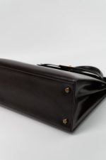 Hermes Vintage Kelly 28 Box Calfskin Chocolate Gold Metal Fittings - Image 8