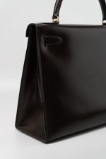 Hermes Vintage Kelly 28 Box Calfskin Chocolate Gold Metal Fittings - Image 11
