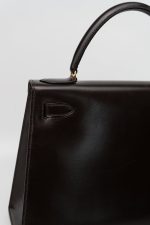 Hermes Vintage Kelly 28 Box Calfskin Chocolate Gold Metal Fittings - Image 10