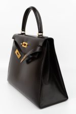 Hermes Vintage Kelly 28 Box Calfskin Chocolate Gold Metal Fittings - Image 3