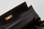 Hermes Vintage Kelly 28 Box Calfskin Chocolate Gold Metal Fittings - Image 19