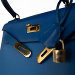 Hermes Vintage Kelly 28 Couchvel Blue France Y Stamp - Image 3