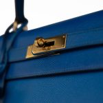 Hermes Vintage Kelly 28 Couchvel Blue France Y Stamp - Image 5