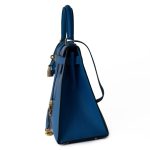 Hermes Vintage Kelly 28 Couchvel Blue France Y Stamp - Image 4