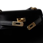 Hermes Vintage Mini Kelly Black Box Calfskin Leather Shoulder Bag - Image 2