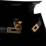 Hermes Vintage Mini Kelly Black Box Calfskin Leather Shoulder Bag - Image 6