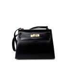 Hermes Vintage Mini Kelly Black Box Calfskin Leather Shoulder Bag - Image 9