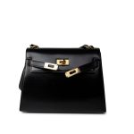 Hermes Vintage Mini Kelly Black Box Calfskin Leather Shoulder Bag - Image 8