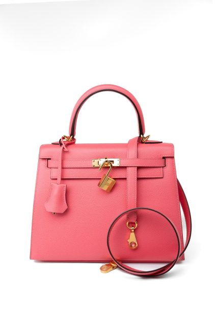 Kelly 25 Rose Azalée Veau Epsom Gold Plated C Stamp
